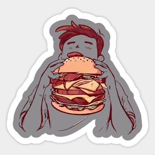 Burger set meat cutlet in a bun Sticker